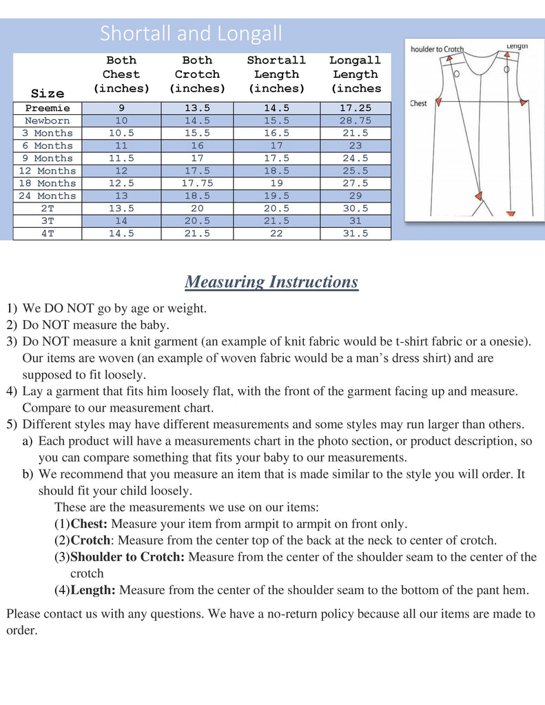 Baby Shortalls, Baby Boy Longall