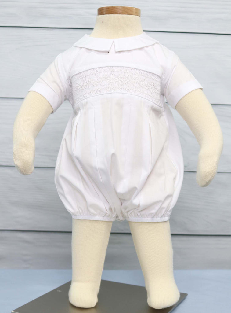 Baby boy bubble romper, white