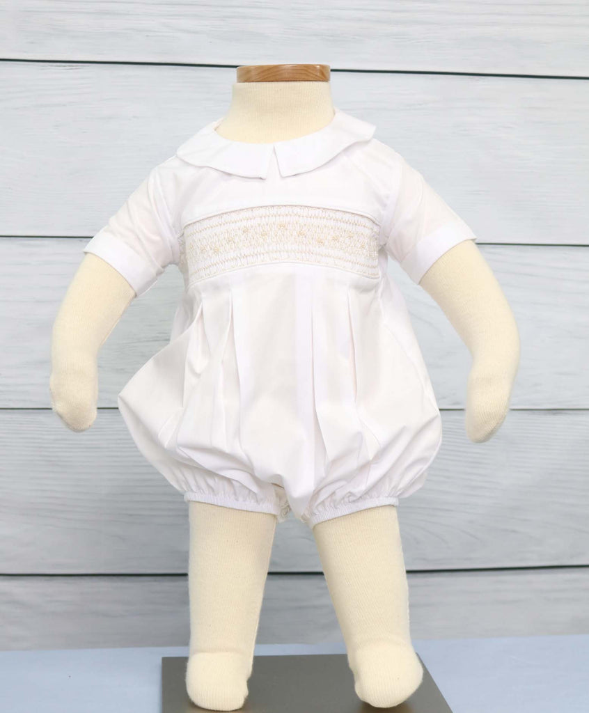 Baby boy smocked romper